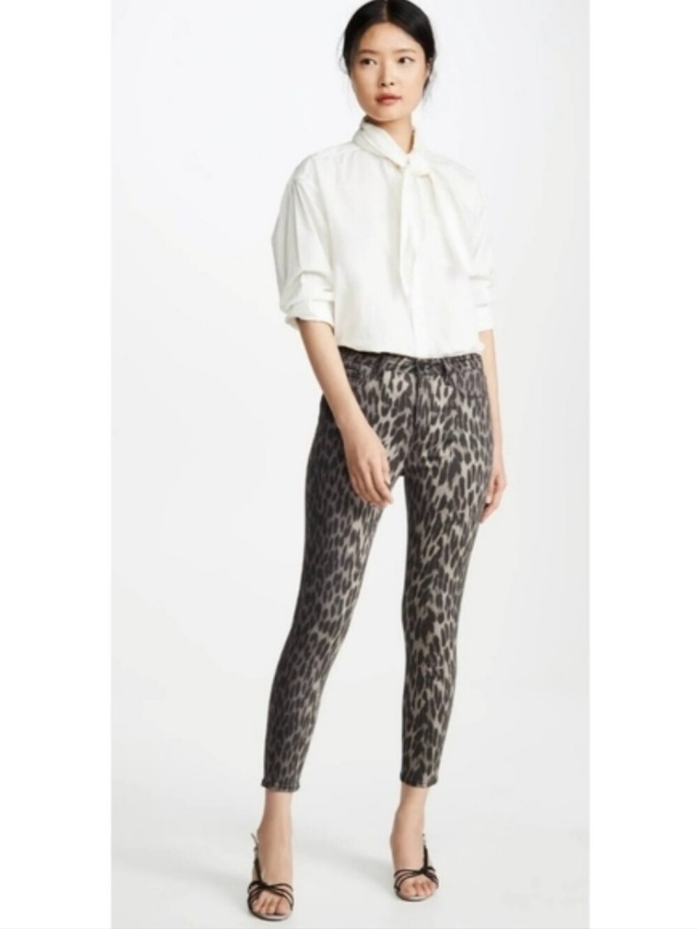 L'AGENCE leopard print cropped skinny jeans